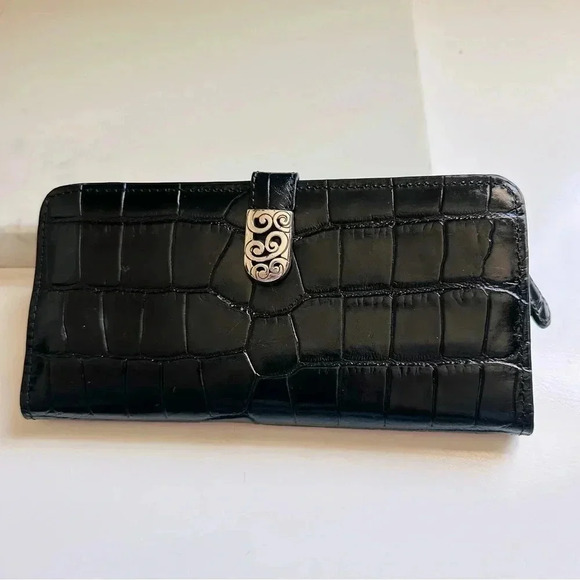 Brighton Heritage Collection Mingle Croc Embossed Large Clutch Wallet Black - Picture 2 of 11